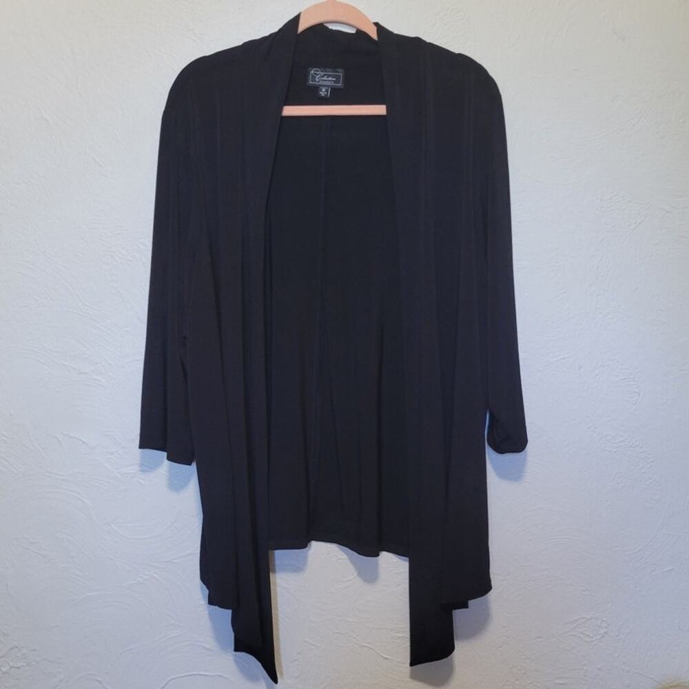 Dressbarn Women's 3x Black Open Front Waterfall Cardigan